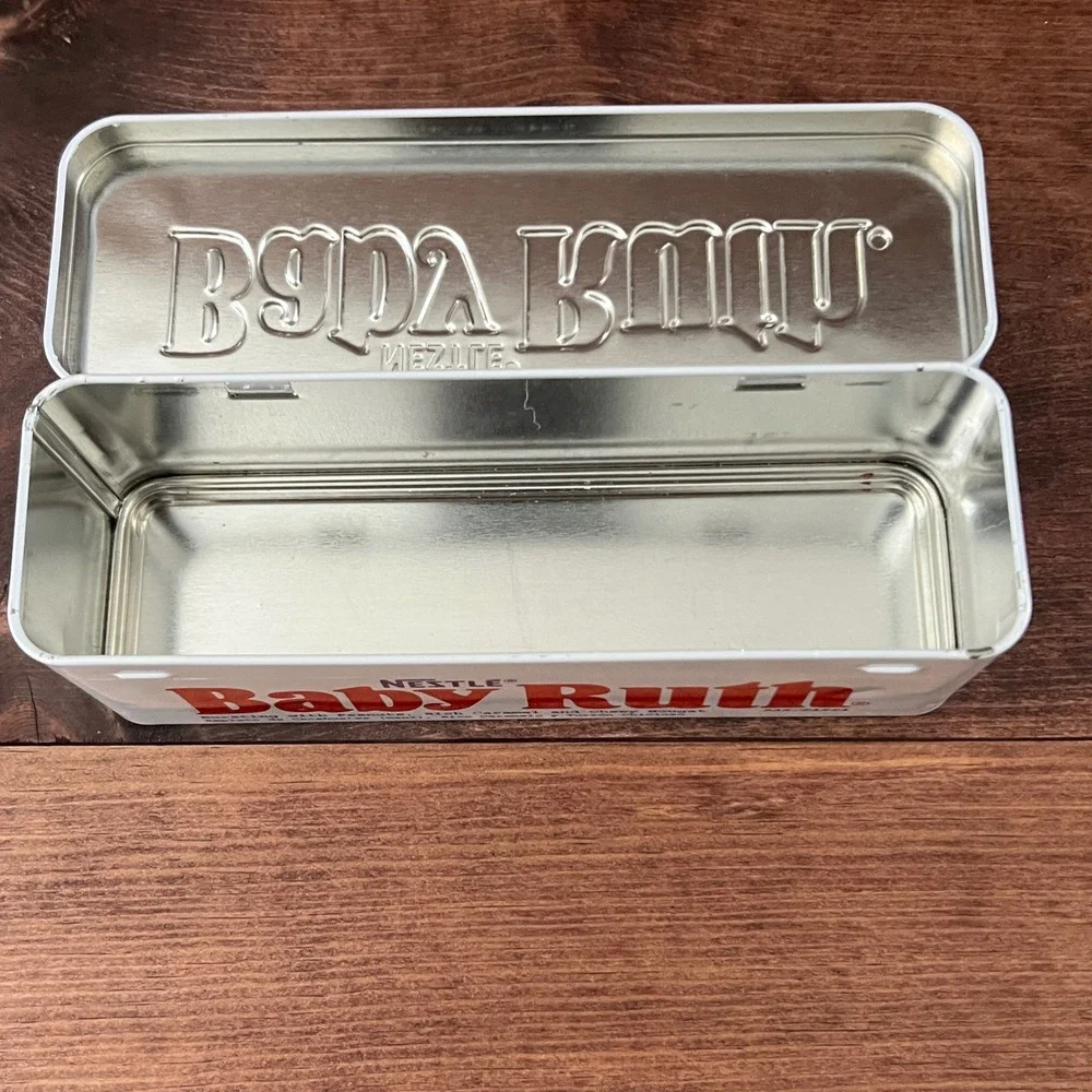 Nestle Baby Ruth Collectible Metal Tin White Red Embossed Candy Bar Storage 7